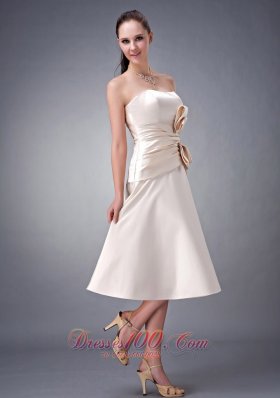 Princess Strapless Sash Bridesmaid DressTea-length