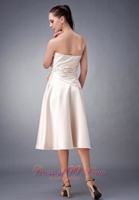 Princess Strapless Sash Bridesmaid DressTea-length