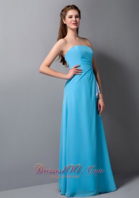 Handkerchief Front Aqua Empire Beading Bridesmaid Dress