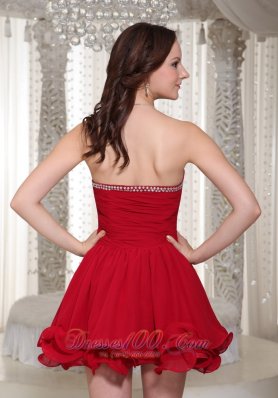 A-line Beaded Bustline Ruched Prom Dress For Cocktail