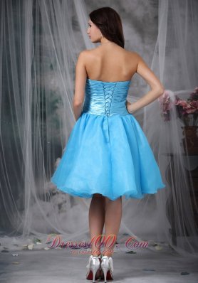 Aqua Princess Knee-length Bow Prom Homecoming Dress