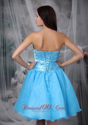 Aqua Princess Knee-length Bow Prom Homecoming Dress