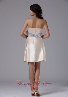 Champagne Prom Dress With Bowknot and Sequins