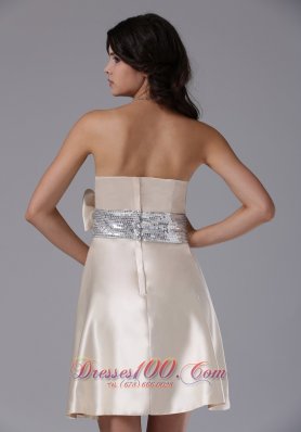 Champagne Prom Dress With Bowknot and Sequins