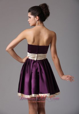 Dark Purple Prom Dress Sash Mini Champagne Bow