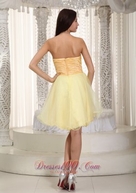 Light Yellow Princess Mini Ruch Graduation Homecoming Dress