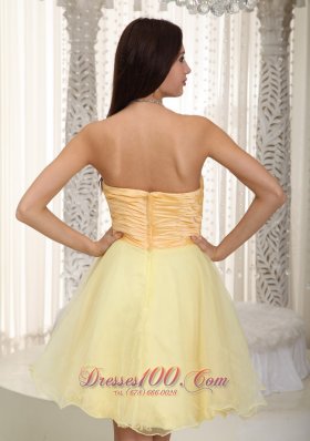 Light Yellow Princess Mini Ruch Graduation Homecoming Dress