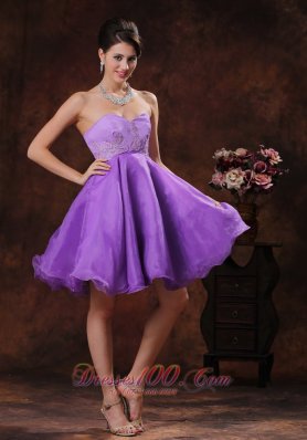 Lavender Princess Short Prom Dress With Appliques