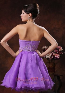 Lavender Princess Short Prom Dress With Appliques