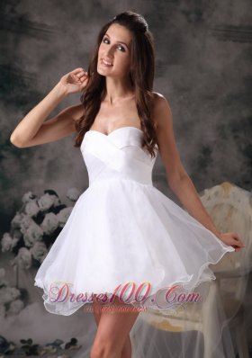 White Sweetheart Organza Mini-length Prom Homecoming Dress