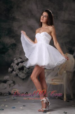 White Sweetheart Organza Mini-length Prom Homecoming Dress