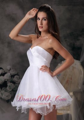 White Sweetheart Organza Mini-length Prom Homecoming Dress