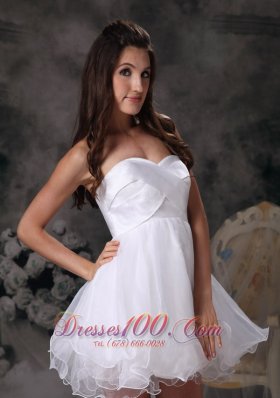 White Sweetheart Organza Mini-length Prom Homecoming Dress