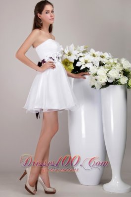 Mini Appliques Strapless White Cocktail Dress Organza