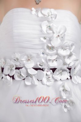 Mini Appliques Strapless White Cocktail Dress Organza