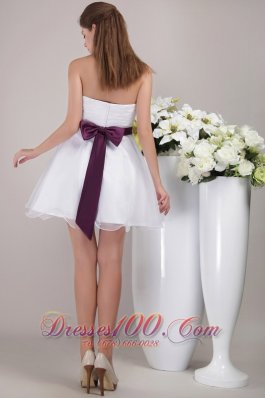 Mini Appliques Strapless White Cocktail Dress Organza