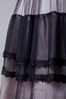 Tulle Layered Black Tea-length Flower Homecoming Dress