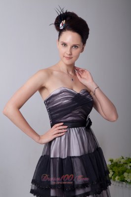 Tulle Layered Black Tea-length Flower Homecoming Dress