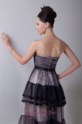 Tulle Layered Black Tea-length Flower Homecoming Dress