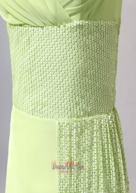 Short sleeves Yellow Green Mini Graduation Dress Sequined