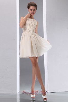 Champagne Prom Dress Scoop Chiffon Mini-length Trends