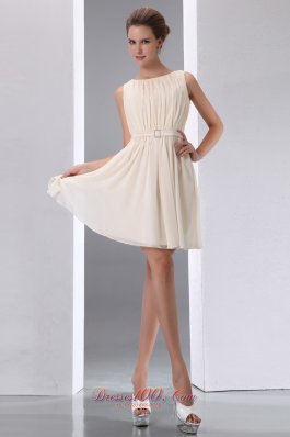 Champagne Prom Dress Scoop Chiffon Mini-length Trends