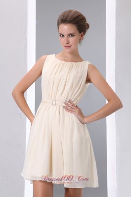 Champagne Prom Dress Scoop Chiffon Mini-length Trends