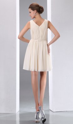 Champagne Prom Dress Scoop Chiffon Mini-length Trends