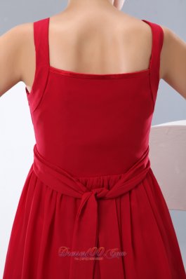 Sequined Straps Chiffon Red Homecoming Dress Mini-length