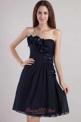 Black Mini-length Appliques Chiffon Homecoming Dress