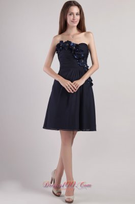 Black Mini-length Appliques Chiffon Homecoming Dress