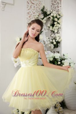 Organza Knee-length Cocktail Dress Beads Light Yellow