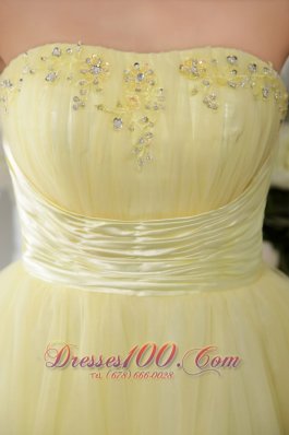 Organza Knee-length Cocktail Dress Beads Light Yellow