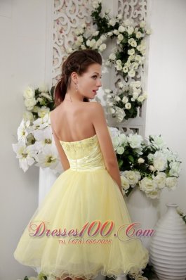 Organza Knee-length Cocktail Dress Beads Light Yellow