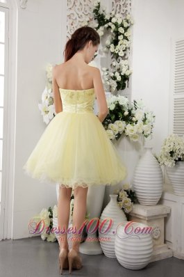 Organza Knee-length Cocktail Dress Beads Light Yellow