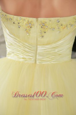 Organza Knee-length Cocktail Dress Beads Light Yellow