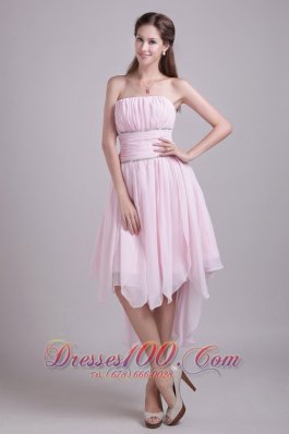 Asymmetrical Hemed Pink High-low Homecoming Dress