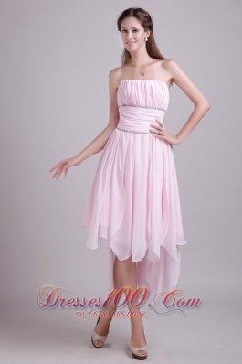 Asymmetrical Hemed Pink High-low Homecoming Dress