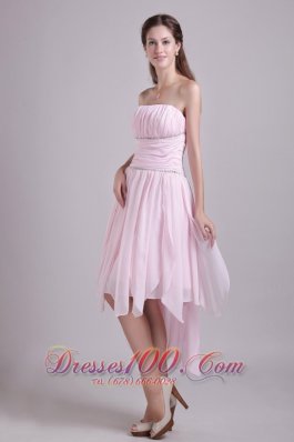 Asymmetrical Hemed Pink High-low Homecoming Dress