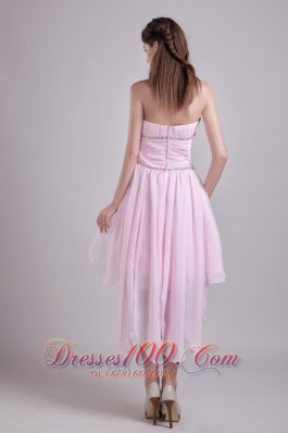 Asymmetrical Hemed Pink High-low Homecoming Dress