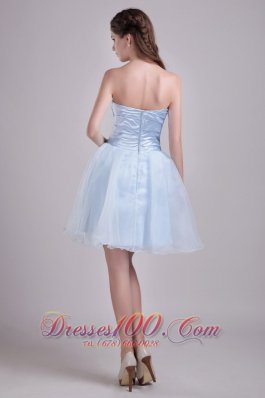 Baby Blue Organza Cocktail Dress with Beads Short