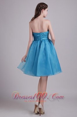 Organza Teal Short Homecoming Dress with beads Bow