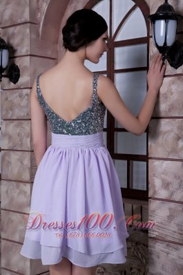 Beaded Spaghetti Straps Knee-length Homecoming Dress