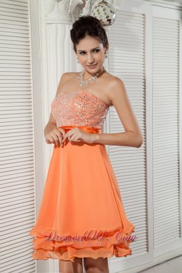 Sweetheart Orange Beads Mini Homecoming Dress Chiffon