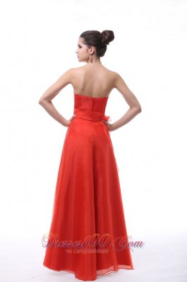 Hard-edged Neckline Embroidery Rust Red Prom Dress