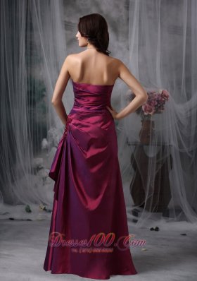 Burgundy Appliques Taffeta Bridesmaid Dress Strapless