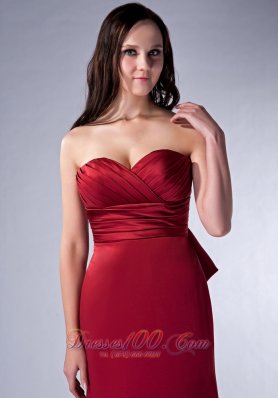 Wine Red Sweetheart Brush Satin Bridesmaid Dress