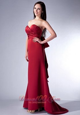 Wine Red Sweetheart Brush Satin Bridesmaid Dress