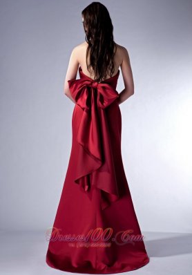 Wine Red Sweetheart Brush Satin Bridesmaid Dress