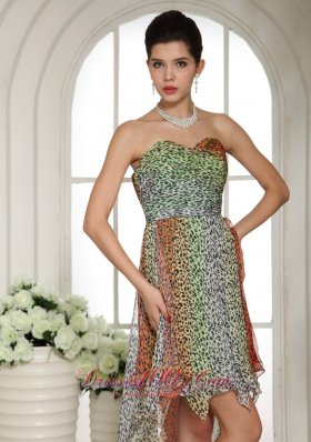 High-low Leopard Chiffon Homecoming Dress Sweetheart